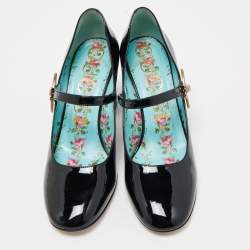 Pre Owned Gucci Black Patent Leather Lois Bee Mary Jane Pumps Size 37