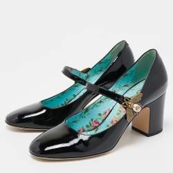 Pre Owned Gucci Black Patent Leather Lois Bee Mary Jane Pumps Size 37