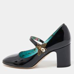 Pre Owned Gucci Black Patent Leather Lois Bee Mary Jane Pumps Size 37