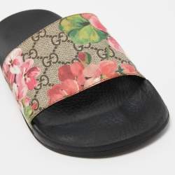 Pre Owned Gucci Multicolor GG Bloom Print Supreme Canvas Slides Size 39