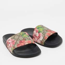 Pre Owned Gucci Multicolor GG Bloom Print Supreme Canvas Slides Size 39