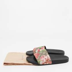 Pre Owned Gucci Multicolor GG Bloom Print Supreme Canvas Slides Size 39