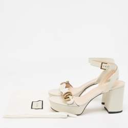 Gucci Cream Leather GG Marmont Ankle Strap Sandals Size 39