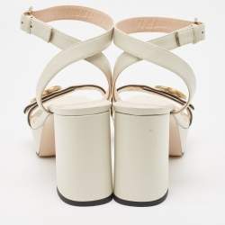 Gucci Cream Leather GG Marmont Ankle Strap Sandals Size 39