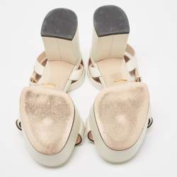 Gucci Cream Leather GG Marmont Ankle Strap Sandals Size 39