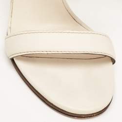 Pre Owned Gucci Off-White Leather Saddle Soft Lux Ankle Cuff Sandals Size 40