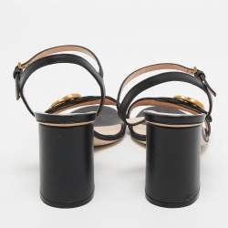 Gucci Black Leather GG Marmont Ankle Wrap Sandals Size 38