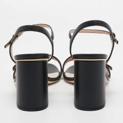 Pre Owned Gucci Black Leather GG Marmont Ankle Strap Sandals Size 40