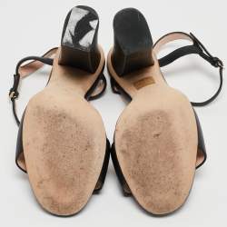 Gucci Black Leather GG Marmont Ankle Strap Sandals Size 36