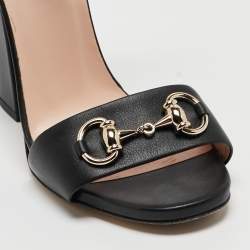 Gucci Black Leather GG Marmont Ankle Strap Sandals Size 36