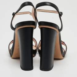Gucci Black Leather GG Marmont Ankle Strap Sandals Size 36