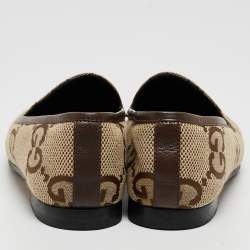Pre Owned Gucci Beige Jumbo GG Canvas Jordaan Loafers Size 36.5