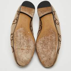 Pre Owned Gucci Beige Jumbo GG Canvas Jordaan Loafers Size 36.5