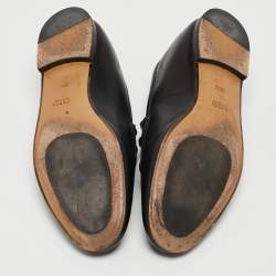 Pre Owned Gucci Black Leather Jordaan Loafers Size 38.5
