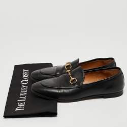 Pre Owned Gucci Black Leather Jordaan Loafers Size 38.5