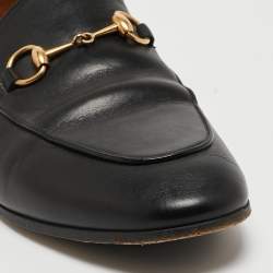 Pre Owned Gucci Black Leather Jordaan Loafers Size 38.5