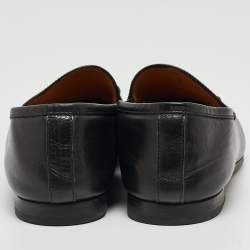 Pre Owned Gucci Black Leather Jordaan Loafers Size 38.5