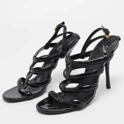 Gucci Black Patent Caged Sandals Size 38