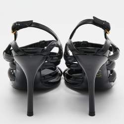 Gucci Black Patent Caged Sandals Size 38