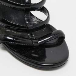 Gucci Black Patent Caged Sandals Size 38