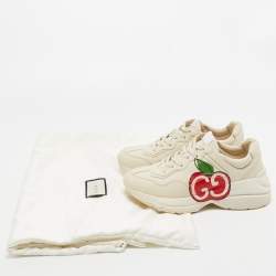 Gucci Cream Leather Rhyton Low Top  Sneakers Size 37.5