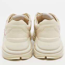 Gucci Cream Leather Rhyton Low Top  Sneakers Size 37.5