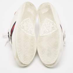 Gucci White Leather Ace Web  Removable Patch Low Top Sneakers Size 37.5