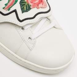 Gucci White Leather Ace Web  Removable Patch Low Top Sneakers Size 37.5