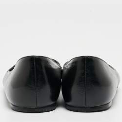 Gucci Black Leather Web Ballet Flats Size 37
