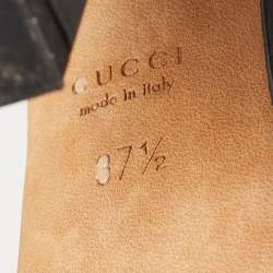 Pre Owned Gucci Black Leather Claudie Ankle Strap Sandals Size 37.5