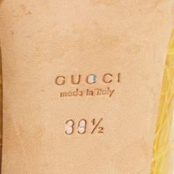 Pre Owned Gucci Yellow Crocodile  Peep Toe Pumps Size 39.5