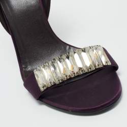 Pre Owned Gucci Purple Satin Crystal Embellished Sandals Size 40