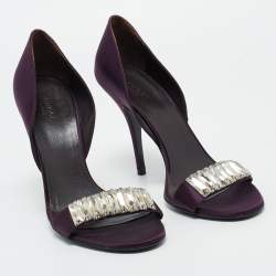 Pre Owned Gucci Purple Satin Crystal Embellished Sandals Size 40