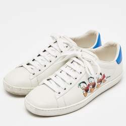 Gucci x Disney White/Blue Leather Huey, Dewey and Louie Ace Sneakers Size 36