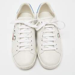 Gucci x Disney White/Blue Leather Huey, Dewey and Louie Ace Sneakers Size 36