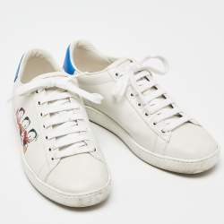 Gucci x Disney White/Blue Leather Huey, Dewey and Louie Ace Sneakers Size 36