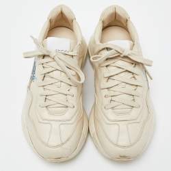 Pre Owned Gucci x Disney Donald Duck Cream Leather Rhyton Sneakers Size 38