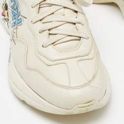 Pre Owned Gucci x Disney Donald Duck Cream Leather Rhyton Sneakers Size 38