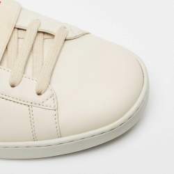 Pre Owned Gucci Cream Leather Logo Elastic Band Ace Sneakers Size 39