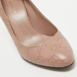 Pre Owned Gucci Pink Leather Guccissima Pumps Size 35.5