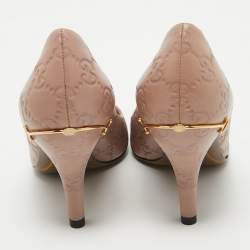 Pre Owned Gucci Pink Leather Guccissima Pumps Size 35.5