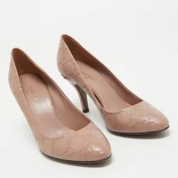 Pre Owned Gucci Pink Leather Guccissima Pumps Size 35.5