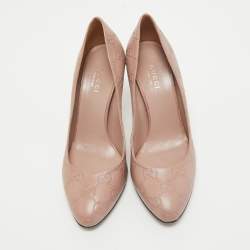 Pre Owned Gucci Pink Leather Guccissima Pumps Size 35.5