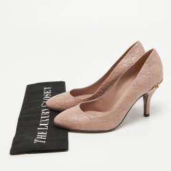 Pre Owned Gucci Pink Leather Guccissima Pumps Size 35.5