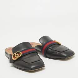Gucci Black Leather Peyton Mules Size 40 