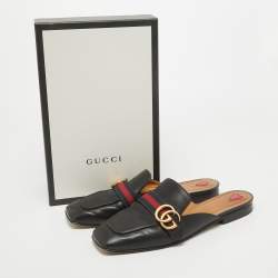 Gucci Black Leather Peyton Mules Size 40 