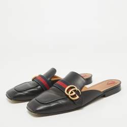 Gucci Black Leather Peyton Mules Size 40 