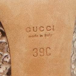 Gucci Two Tone Python Horsebit Peep Toe Pumps Size 39