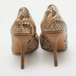 Gucci Two Tone Python Horsebit Peep Toe Pumps Size 39