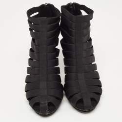 Gucci Black Elastic and Suede Strappy Ankle Booties Size 38.5